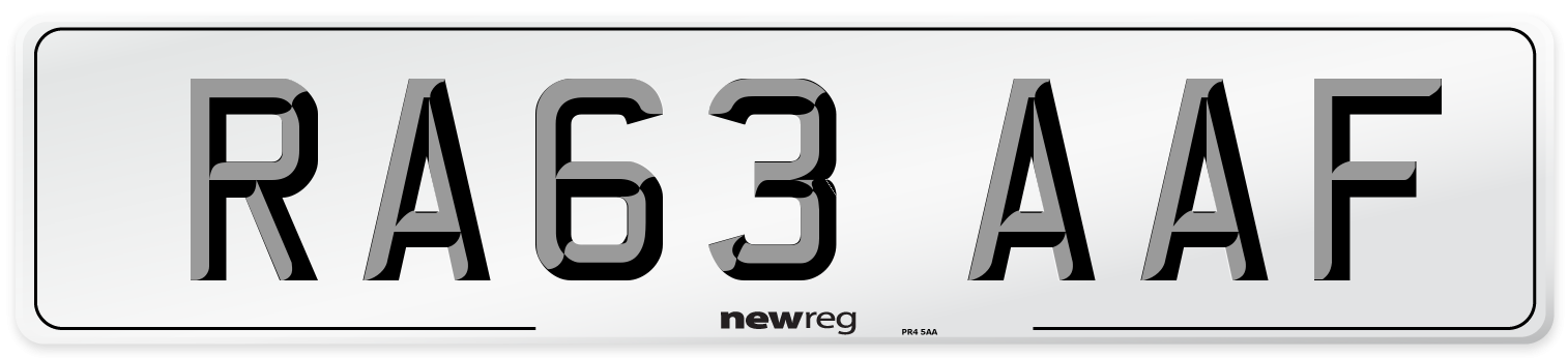 RA63 AAF Number Plate from New Reg